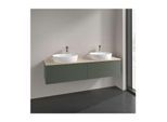 Villeroy und Boch Antao Waschtisch-Unterschrank L39153HL mit Beleuchtung, 2 Auszüge, 1600 x 360 x 500 mm, Front mit Struktur, Leaf Green Matt Lacquer / Botticino