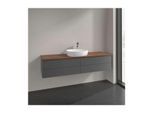 Villeroy und Boch Antao Waschtisch-Unterschrank L25152GK 160x36x50cm, Hahnlochbohrung, Waschbeckenplattenfarbe warm walnut, anthracite matt lacquer