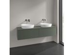 Villeroy und Boch Antao Waschtisch-Unterschrank L39110HL 160x36x50cm, Waschbeckenplattenfarbe Lack, leaf green matt lacquer, Mit Beleuchtung