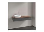Villeroy und Boch Antao Waschtisch-Unterschrank L11152GK mit Beleuchtung, 1 Auszug, 1200 x 190 x 500 mm, Front mit Struktur, Anthracite Matt Lacquer / Warm Walnut