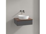 Villeroy und Boch Antao Waschtisch-Unterschrank K07112GK 60x19x50cm, Waschbeckenplattenfarbe warm walnut, anthracite matt lacquer