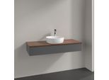 Villeroy und Boch Antao Waschtisch-Unterschrank K10052GK 120x19x50cm, Hahnloch, Waschbeckenplattenfarbe warm walnut, anthracite matt lacquer