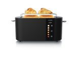 Arendo Toaster Edelstahl, Langschlitz, Touch Display, Bräunungsgrad- & Restzeitanzeige, 2 lange Schlitze, 4 Scheiben, 1500 W, Brötchenaufsatz, wärmeisoliert