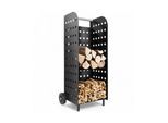 tectake® Holzwagen, aus Stahl, zusätzlicher Boden , 53,5 x 41 x 112 cm