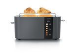 Arendo Toaster Edelstahl, Langschlitz, Touch Display, Bräunungsgrad- & Restzeitanzeige, 1 langer Schlitz, 2 Scheiben, 1000 W, Brötchenaufsatz, wärmeisoliert