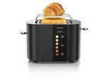 Arendo Toaster Edelstahl, Kurzschlitz, Touch Display, Bräunungsgrad- & Restzeitanzeige, 2 Schlitze, 2 Scheiben, 800 W, Brötchenaufsatz, wärmeisoliert