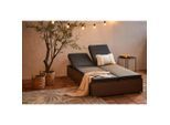 Ambia Garden Sonnenliege , Braun, Schwarz , Metall, Kunststoff, Textil , 110x30x194 cm , Rückenlehne verstellbar , Gartenmöbel, Gartenliegen, Sonnenliegen
