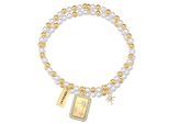 Perlenarmband YOKOAMII "Y509", gelb (gelbgold, weiß), Armbänder, Damen, Messing, Perlenarmband, mit Perle (synth.)