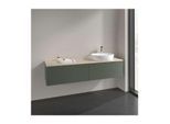 Villeroy und Boch Antao Waschtisch-Unterschrank L38113HL mit Beleuchtung, 2 Auszüge, 1600 x 360 x 500 mm, Front mit Struktur, Leaf Green Matt Lacquer / Botticino