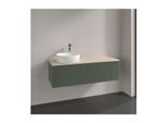 Villeroy und Boch Antao Waschtisch-Unterschrank L33113HL mit Beleuchtung, 1 Auszug, 1200 x 360 x 500 mm, Front mit Struktur, Leaf Green Matt Lacquer / Botticino
