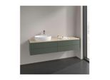 Villeroy und Boch Antao Waschtisch-Unterschrank L26053HL mit Beleuchtung, 4 Auszüge, 1600 x 360 x 500 mm, Front ohne Struktur, Leaf Green Matt Lacquer / Botticino