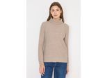 Strickpullover CECIL, Damen, Gr. XL (44), sandalwood beige melange, Feinstrick, 44% Nylon, 28% Polyacryl, 24% Baumwolle, 4% Elasthan, unifarben, comfort fit normal, hoch geschlossener Ausschnitt, Rippbündchen, Pullover Strickpullover, mit großem Kragen