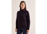 Strickpullover CECIL, Damen, Gr. M (40), eggplant rot, Feinstrick, 44% Nylon, 28% Polyacryl, 24% Baumwolle, 4% Elasthan, unifarben, comfort fit normal, hoch geschlossener Ausschnitt, Rippbündchen, Pullover Strickpullover, mit großem Kragen