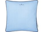 Dekokissen TOM TAILOR HOME "Dove Signature" Gr. 1, blau (azur, hellblau, blau, unifarben), B:40cm H:0,5cm L:40cm, Baumwolle, Polyester, Dekokissen_Sitzkissen_Kissenhüllen, mit Paspel, Kissenhülle ohne Füllung, 1 Stück