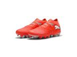Fußballschuh PUMA "FUTURE 9 PRO FG/AG Fußballschuhe Erwachsene", Damen, Gr. 42, rot (glowing rot weiß schwarz silber), Obermaterial: Synthetik, Textil. Futter: Synthetik, Textil. Innensohle: Textil. Laufsohle: Synthetik, Schuhe Fußballschuh