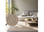 Teppich HANSE HOME "Dhaka Juteteppich", beige, B:60cm H:5mm L:90cm, Jute, Teppiche, Teppich, Läufer, handgewebt, Jute, Wolle, Natur, Wohnzimmer, Flur, Klassisch