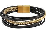 Armband BRUNO BANANI "Schmuck Geschenk Edelstahlarmband Lederimitat", braun (gelbgoldfarben, braun), Armbänder, Damen, 21,5cm, Edelstahl Lederimitat, Edelstahl, Lederimitat, Armband