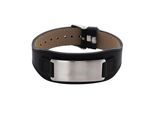 Armband FIRETTI "Schmuck Geschenk Lederarmband mit ID-Platte verstellbar", schwarz (edelstahlfarben, schwarz), Armbänder, Damen, 22cm, Edelstahl Leder, Edelstahl, Leder, Armband