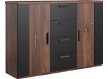 Schubkastenkommode HOME AFFAIRE "Sigma, Breite 132 cm, moderne Schubladenkommode, Made in Europe", braun (eiche flagstaff, eiche flagstaff, schwarz matt), B:132cm H:94cm T:40cm, Sideboards, Kommode viel Stauraum, Einlegeböden verstellbar, Anrichte