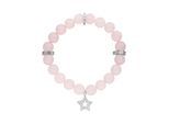 Armband JOBO "Rosenquarz 18 cm", rosa (rosa, rosa), Armbänder, Damen, 18cm, Silikon, Armband, mit Stern aus 925 Silber mit Zirkonia