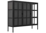 Xora Vitrine, Schwarz, Metall, Glas, 2 Fächer, 120x110x35 cm, Typenauswahl, stehend, Wohnzimmer, Wohnwände, Vitrinenschränke