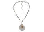 Kette mit Anhänger STEUER "Metall glanz Glasstein weiß", silber, Halsketten, Damen, 47,0cm, Metall, L: 47, glänzend