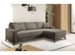 Ecksofa EXXPO - SOFA FASHION "Quattro schlicht & zeitlos, bequem, L-Form, B/T: 247/162 cm", braun (latte), B:247cm H:85cm T:162cm, Sofas, Ecksofa, wahlweise mit Bettfunktion, Bettkasten
