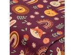 Baumwoll-Jersey-Digitaldruck "Animal Friends" mit Elasthan, bordeaux-color