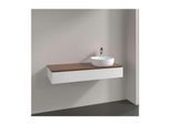 Villeroy und Boch Antao Waschtisch-Unterschrank L12052MT mit Beleuchtung, 1 Auszug, 1200 x 190 x 500 mm, Front ohne Struktur, White Matt Lacquer / Warm Walnut