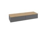 Villeroy und Boch Antao Sideboard L42101GK mit Beleuchtung, 2 Auszüge, 1600 x 268 x 500 mm, Front mit Struktur, Anthracite Matt Lacquer / Honey Oak