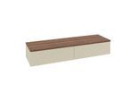 Villeroy und Boch Antao Sideboard L42102HJ mit Beleuchtung, 2 Auszüge, 1600 x 268 x 500 mm, Front mit Struktur, Silk Grey Matt Lacquer / Warm Walnut