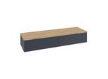 Villeroy und Boch Antao Sideboard L42101HG mit Beleuchtung, 2 Auszüge, 1600 x 268 x 500 mm, Front mit Struktur, Midnight Blue Matt Lacquer / Honey Oak