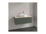 Villeroy und Boch Antao Waschtisch-Unterschrank L20013HL mit Beleuchtung, 2 Auszüge, 1000 x 360 x 500 mm, Front ohne Struktur, Leaf Green Matt Lacquer / Botticino