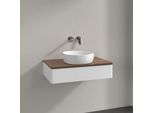 Villeroy und Boch Antao Waschtisch-Unterschrank K08012MT 80x19x50cm, Waschbeckenplattenfarbe warm walnut, white matt lacquer