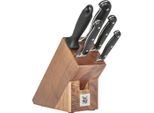 WMF Messerblock Spitzenklasse Plus , Braun, Edelstahl , Holz, Metall , 6-teilig , Walnuss , 19.5x14.5x36 cm , Made in Germany , Kochen, Küchenmesser, Messersets