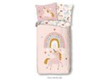 Mid.you Kinderbettwäsche, Rosa, Textil, Einhorn, 135x200 cm, Oeko-Tex® Standard 100, pflegeleicht, atmungsaktiv, weiche und anschmiegsame Oberfläche, Schlaftextilien, Bettwäsche, Kinderbettwäsche