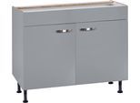 Spülenschrank KOCHSTATION "KS-Cara", grau (basaltgrau, basaltgrau), B:100cm H:87cm T:58,4cm, Schränke, Spülenschrank, Breite 100 cm