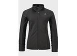 Fleecejacke SCHÖFFEL "Fleece Jk Style Cascata WMS", Damen, Gr. 44, schwarz (9990, schwarz), Oberstoff: 94% Polyester, 6% Elasthan, regular fit, hoch geschlossener Ausschnitt, Jacken Fleecejacke