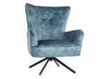 Lounge-Sessel MCW-L63, Cocktailsessel Polstersessel Relaxsessel, drehbar, vintage Samt Metall ~ petrol-blau