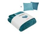 Wohndecke S.OLIVER "Doublesoft, Kuscheldecke, Deal, Kissen geschenkt", blau (dunkelpetrol), B:150cm L:200cm, Polyester, Wohndecken, Wohndecke, Kuscheldecke 150x200 cm, GRATIS-Zugabe:2x Kissenhülle (Reißverschluss)