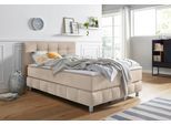 Boxspringbett HOME AFFAIRE "Salo XXL", beige, B:154cm L:231cm, Komplettbetten, Boxspringbett, in Samtoptik oder Struktur, 6 Breiten in Überlänge 220cm, 4 Härtegrade