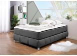 Boxspringbett HOME AFFAIRE "Salo", grau (anthrazit), B:126cm L:206cm, Komplettbetten, Boxspringbett, Ohne Kopfteil, inkl. Topper, auch in Überlänge 220 cm