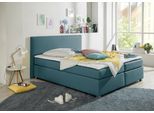Boxspringbett HOME AFFAIRE "Eliana", blau (petrol), B:187cm L:230cm, Komplettbetten, Boxspringbett, inkl. Topper, in 4 Breiten, 3 Matratzenarten und 2 Härtegraden