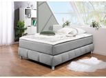 Boxspringbett HOME AFFAIRE "Salo", grau, B:126cm L:206cm, Komplettbetten, Boxspringbett, Ohne Kopfteil, inkl. Topper, auch in Überlänge 220 cm
