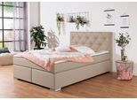 Boxbett HOME AFFAIRE "Tynan", beige (beige, creme), B:154cm L:210cm, Komplettbetten, Boxspringbett, wahlweise mit Bettkasten, in H2, H3 & H4 erhältilich