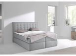 Boxspringbett HOME AFFAIRE "Sagres", grau, B:175cm L:210cm, Feinstruktur(100% Polyester);Bezug der Spiegelfläche Matratzendrell aus 100% Polyester, Komplettbetten, Boxspringbett, Kopfteil mit 2farbiger Flatterbiese und zweifarbigen Knöpfen