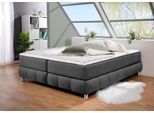Boxspringbett HOME AFFAIRE "Salo", grau (anthrazit), B:206cm L:226cm, Komplettbetten, Boxspringbett, Ohne Kopfteil, inkl. Topper, auch in Überlänge 220 cm