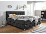 Boxspringbett HOME AFFAIRE "Salo", grau (anthrazit), B:194cm L:211cm, Struktur (100% Polyester);Bezug der Spiegelfläche Matratzendrell aus 100% Polyester;Samtoptik (100% Polyester), Komplettbetten, Boxspringbett, incl. Topper, 6 Breiten, 2 Härtegrade, TFK auch in Härtegrad 4