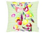 Dekokissen APELT "3106", grün, bunt, bedruckt, B:49cm H:0,5cm L:49cm, Bezug: 75% Baumwolle, 25% Polyester, Dekokissen_Sitzkissen_Kissenhüllen