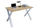 VCM Holz Schreibtisch H. 76 x B. 140 x T. 80 cm Computertisch schlicht Füße aus hochwertigem Metall Arbeitstisch Büromöbel - Lona X